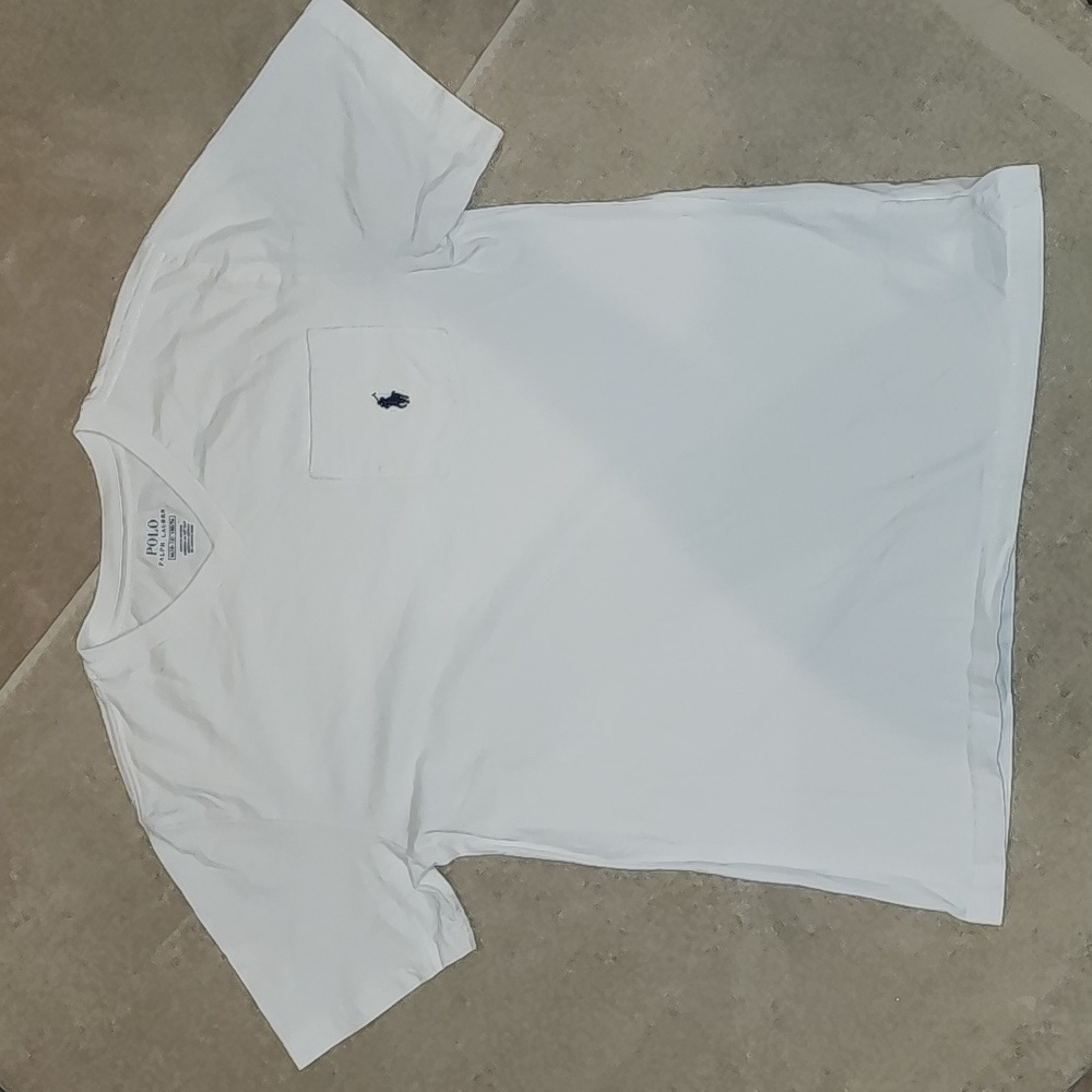 Ralph Lauren Boys V Neck T Shirt Medium White
